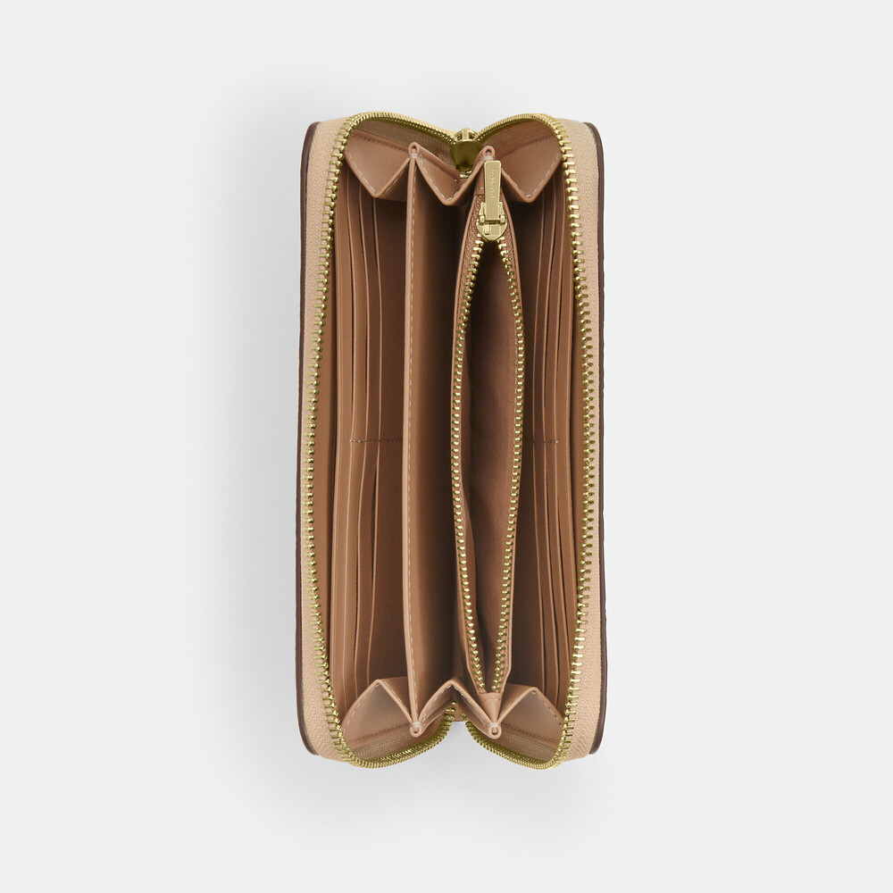 Coach Long Zip Around Wallet In Signature Leather (Oat) - Picture 3 of 3